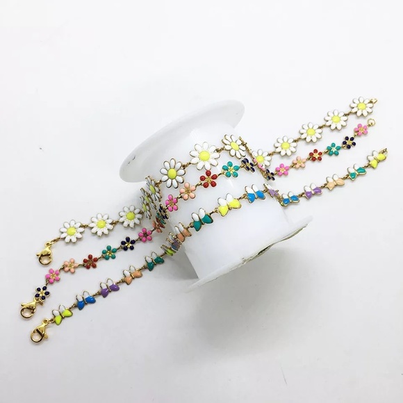 Zara Gold Glazed Multi Color Floral Chain Daisy Dopamine Necklace - Picture 13 of 16